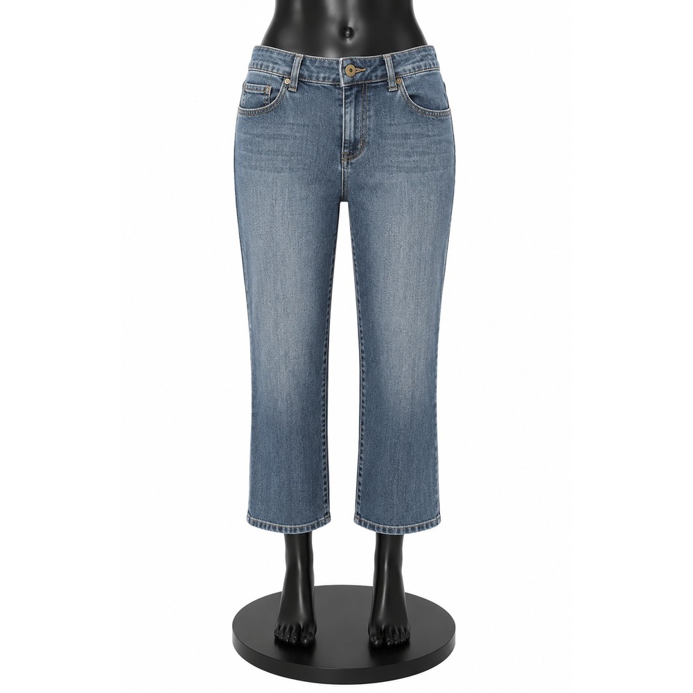 Chico's Platinum‎ Womens Grayson M Crop Jeans Size 2 Denim Light Wash Stretch